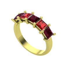Kök yakut ve garnet 14 ayar altın yüzük