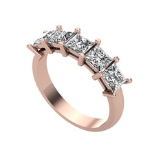 Edda 5 Taşlı Yüzük - Swarovski 925 ayar rose altın kaplama gümüş yüzük #iw2m74
