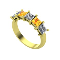 Edda 5 Taşlı Yüzük - Swarovski, sitrin ve pırlanta 14 ayar altın yüzük (0.78 karat) #nth3dy