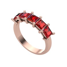 Edda 5 Taşlı Yüzük - Garnet 925 ayar rose altın kaplama gümüş yüzük #nyzbxh