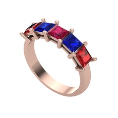 Edda 5 Taşlı Yüzük - Rodolit garnet, lab safir ve garnet 8 ayar rose altın yüzük #q9n17u