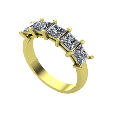 Edda 5 Taşlı Yüzük - Pırlanta 925 ayar altın kaplama gümüş yüzük (1.95 karat) #qetn87