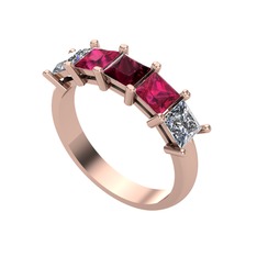Edda 5 Taşlı Yüzük - Kök yakut, rodolit garnet ve pırlanta 18 ayar rose altın yüzük (0.78 karat) #rndtd6