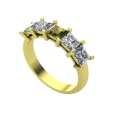 Peridot, beyaz zirkon ve pırlanta 8 ayar altın yüzük (0.78 karat)