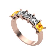 Swarovski ve sitrin 925 ayar rose altın kaplama gümüş yüzük