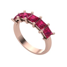 Edda 5 Taşlı Yüzük - Rodolit garnet 8 ayar rose altın yüzük #uz9ys8