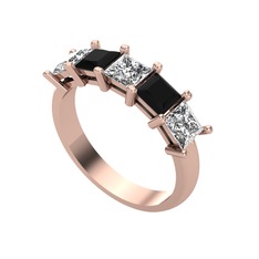 Beyaz zirkon, siyah zirkon ve swarovski 18 ayar rose altın yüzük