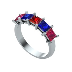 Garnet, lab safir ve rodolit garnet 925 ayar gümüş yüzük