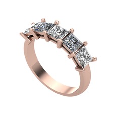 Edda 5 Taşlı Yüzük - Beyaz zirkon, pırlanta ve swarovski 8 ayar rose altın yüzük (0.78 karat) #yeo0rk