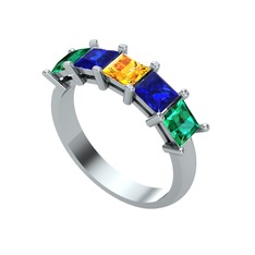 Edda 5 Taşlı Yüzük - Sitrin, lab safir ve yeşil kuvars 925 ayar gümüş yüzük #zsezg