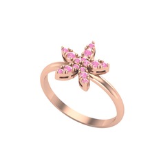 Pembe kuvars 14 ayar rose altın yüzük