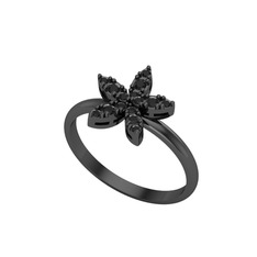 Yasemin Çiçeği Yüzük - Siyah zirkon 925 ayar siyah rodyum kaplama gümüş yüzük #1j39oxg