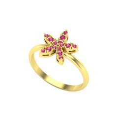 Yasemin Çiçeği Yüzük - Rodolit garnet 14 ayar altın yüzük #1mbj8m6