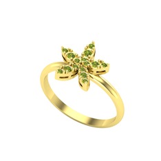 Yasemin Çiçeği Yüzük - Peridot 925 ayar altın kaplama gümüş yüzük #1pdtmyn