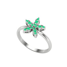 Yasemin Çiçeği Yüzük - Kök zümrüt 925 ayar gümüş yüzük #1pxh49r