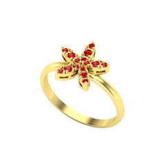 Yasemin Çiçeği Yüzük - Garnet 925 ayar altın kaplama gümüş yüzük #1u8op2s
