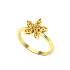 Yasemin Çiçeği Yüzük - Sitrin 18 ayar altın yüzük #1w633md