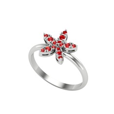 Garnet 8 ayar beyaz altın yüzük