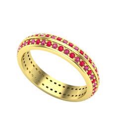 Arne Tamtur Yüzük - Rodolit garnet ve kök yakut 925 ayar altın kaplama gümüş yüzük #119ft7x