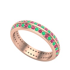 Arne Tamtur Yüzük - Rodolit garnet ve kök zümrüt 14 ayar rose altın yüzük #15z6mit