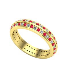 Arne Tamtur Yüzük - Kök yakut ve swarovski 14 ayar altın yüzük #177x2pq