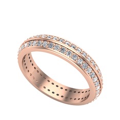 Pırlanta ve beyaz zirkon 8 ayar rose altın yüzük (0.484 karat)
