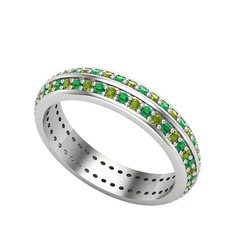 Peridot ve yeşil kuvars 925 ayar gümüş yüzük