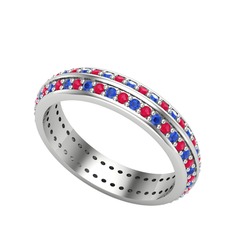 Arne Tamtur Yüzük - Lab safir ve kök yakut 18 ayar beyaz altın yüzük #1aig2au