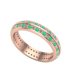 Arne Tamtur Yüzük - Swarovski ve kök zümrüt 925 ayar rose altın kaplama gümüş yüzük #1ank9mu