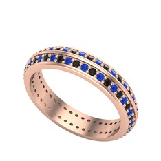 Siyah zirkon ve lab safir 18 ayar rose altın yüzük