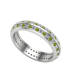 Arne Tamtur Yüzük - Swarovski ve peridot 14 ayar beyaz altın yüzük #1bs5uh2