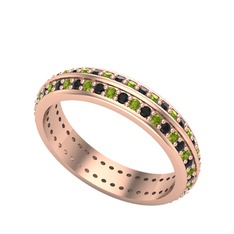 Arne Tamtur Yüzük - Peridot ve siyah zirkon 18 ayar rose altın yüzük #1co0php