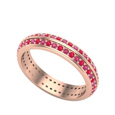 Rodolit garnet ve kök yakut 925 ayar rose altın kaplama gümüş yüzük