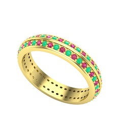 Arne Tamtur Yüzük - Kök zümrüt ve rodolit garnet 8 ayar altın yüzük #1ean2ly