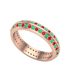 Arne Tamtur Yüzük - Kök zümrüt ve garnet 8 ayar rose altın yüzük #1hrmuvt
