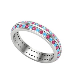 Rodolit garnet ve akuamarin 925 ayar gümüş yüzük