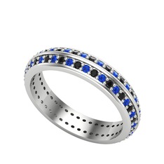 Arne Tamtur Yüzük - Siyah zirkon ve lab safir 18 ayar beyaz altın yüzük #1jlfrdc