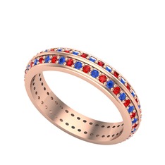 Lab safir ve garnet 8 ayar rose altın yüzük