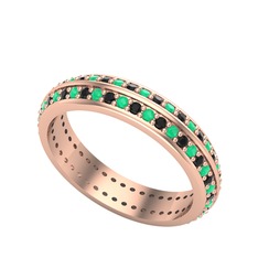 Arne Tamtur Yüzük - Kök zümrüt ve siyah zirkon 925 ayar rose altın kaplama gümüş yüzük #1jo97nl
