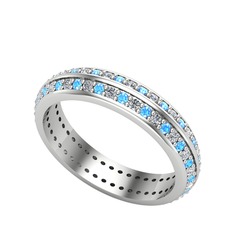 Arne Tamtur Yüzük - Swarovski ve akuamarin 14 ayar beyaz altın yüzük #1kdzwk0