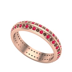 Arne Tamtur Yüzük - Kök yakut ve dumanlı kuvars 14 ayar rose altın yüzük #1knn2nu