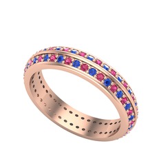 Lab safir ve rodolit garnet 14 ayar rose altın yüzük