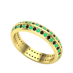 Arne Tamtur Yüzük - Siyah zirkon ve kök zümrüt 925 ayar altın kaplama gümüş yüzük #1mpjtai