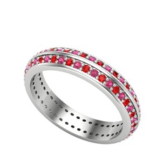 Rodolit garnet ve garnet 18 ayar beyaz altın yüzük