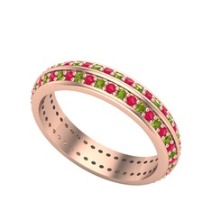 Arne Tamtur Yüzük - Peridot ve kök yakut 8 ayar rose altın yüzük #1o42hae