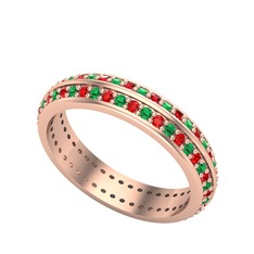 Arne Tamtur Yüzük - Yeşil kuvars ve garnet 14 ayar rose altın yüzük #1okmcps