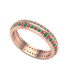 Yeşil kuvars ve rodolit garnet 8 ayar rose altın yüzük