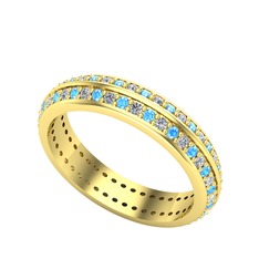 Akuamarin ve swarovski 18 ayar altın yüzük