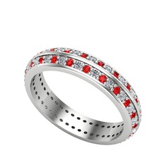Arne Tamtur Yüzük - Swarovski ve garnet 14 ayar beyaz altın yüzük #1suvhia