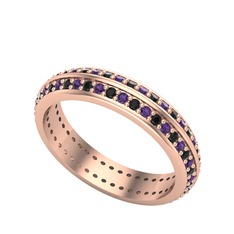 Arne Tamtur Yüzük - Siyah zirkon ve ametist 18 ayar rose altın yüzük #1tvk85t